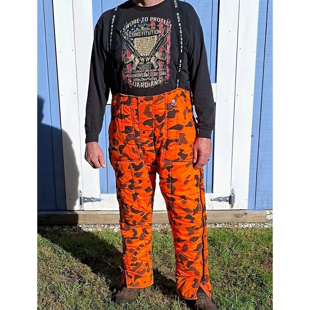 Vintage RefrigiWear Hunting Pants Men's XL Blaze Orange Camo USA Insulated READ